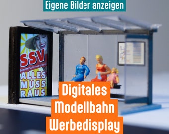 Configurable digital advertising display for model railways, upload your own pictures