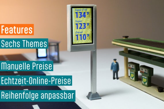 Digital Model Railway Gas Station Display Price Board With Online Real-time  Prices / Configurable, H0 