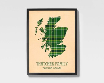 Stampa tartan Thatcher / Opera d'arte di famiglia scozzese verde