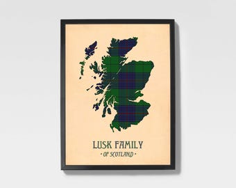 Lusk Tartan Print | Green & Navy Scottish Family Artwork