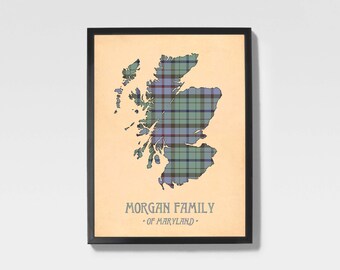 Morgan Tartan Print | Grey Scottish Family Artwork