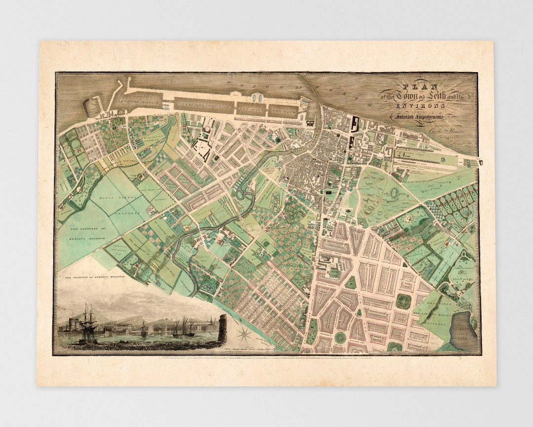 Old Map of Leith Edinburgh Poster Gift for Leither Etsy