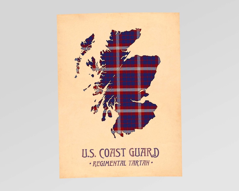 Mappa scozzese con stampa tartan della Marina degli Stati Uniti, nei colori bordeaux e blu navy. Style #1