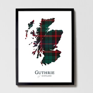 Guthrie Clan Tartan | Scottish Roots Map of Scotland