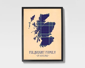 Imprimé tartan Fulbright | Oeuvre d'art familiale écossaise bleue et bleu marine