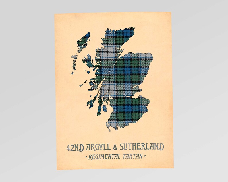 42. Argyll and Sutherland Tartan Print, bordowo-brązowa mapa Szkocji Style #9