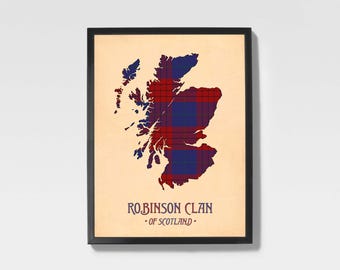 Clan Robinson-geruite print | Paarse en marineblauwe Schotse kaartkunst