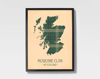 Stampa tartan McGrane / Opera d'arte di famiglia scozzese nei toni del marrone e del grigio
