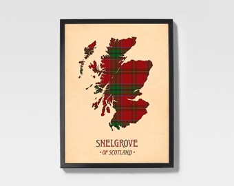 Snelgrove Tartan Print | Red & Maroon Scottish Family Artwork