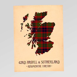 42. Argyll and Sutherland Tartan Print, bordowo-brązowa mapa Szkocji Style #1