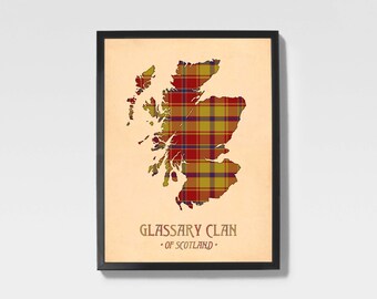 Imprimé tartan Glassary | Oeuvre d'art orange et rouge de la famille écossaise