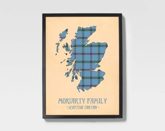 Moriarty Tartan Print | Grey Scottish Family Artwork