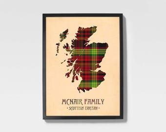 Mcnair Tartan Print | Maroon & Red Scottish Family Artwork