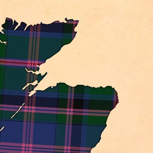 Clan Cooper Tartan Print | Blue & Purple Scottish Map Art image 6