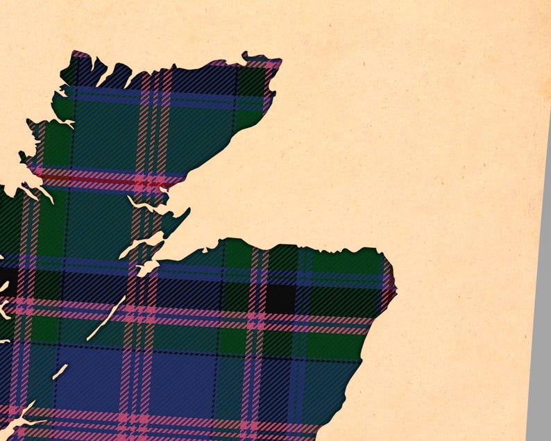 Clan Cooper Tartan Print | Blue & Purple Scottish Map Art image 6