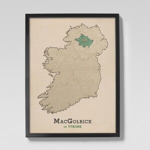 MacGolrick of Tyrone | Clan MacGolrick Ierse genealogische kaart van Tyrone, Ierland