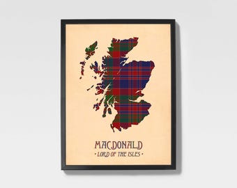 Clan Macdonald Tartantryck | Rödbrun & Röd Skotsk Kartkonst