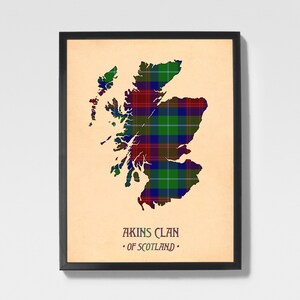 Akins Tartan Print | Brown & Green Map Art