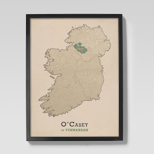 O&#39;Casey of Fermanagh | Clan O&#39;Casey Irish Family Origin Map of Fermanagh, Ireland