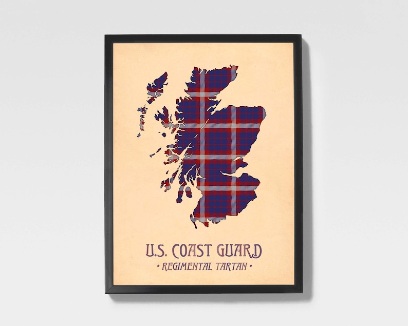 Mappa scozzese con stampa tartan della Marina degli Stati Uniti, nei colori bordeaux e blu navy. immagine 1