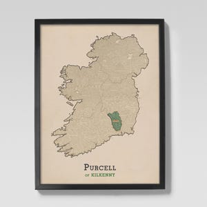 Purcell of Kilkenny | Clan Purcell Irish Family Origin Map of Kilkenny, Ireland