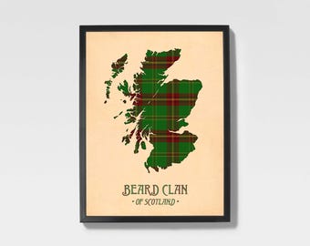Clan Bart Tartan Druck | Grüne & braune schottische Kartenkunst