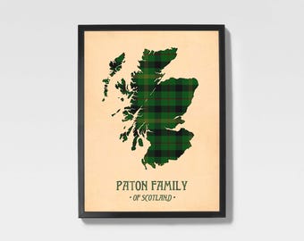 Paton Tartan Print | Green & Brown Scottish Family Artwork