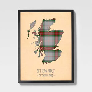 Stewart Royal Tartan Print | Brown & Green Scottish Map Art