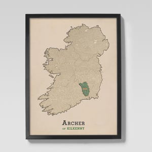 Archer of Kilkenny | Clan Archer Irish Family Origin Map of Kilkenny, Ireland