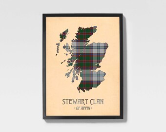 Clan Stewart Tartantryck | Brun & Grå Skotsk Kartkonst