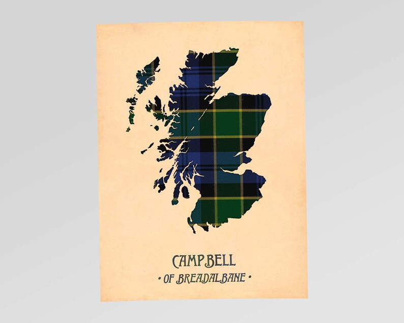 42. Argyll and Sutherland Tartan Print, bordowo-brązowa mapa Szkocji Style #8