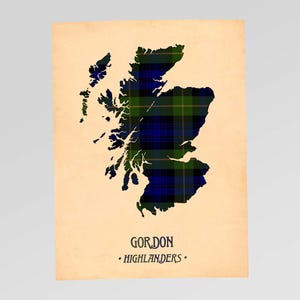 42. Argyll and Sutherland Tartan Print, bordowo-brązowa mapa Szkocji Style #3