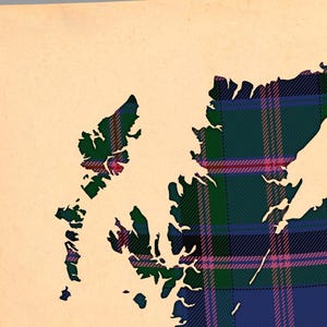 Clan Cooper Tartan Print | Blue & Purple Scottish Map Art image 5