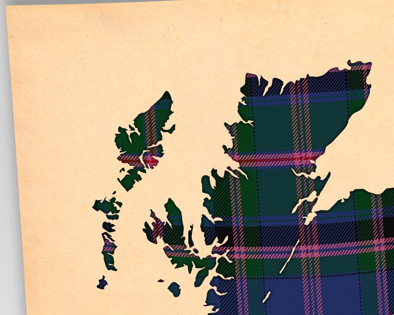 Clan Cooper Tartan Print | Blue & Purple Scottish Map Art image 5