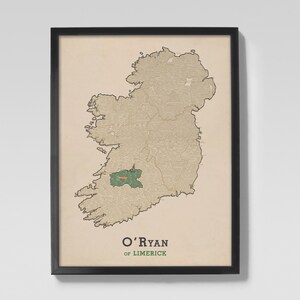 O&#39;Ryan of Limerick | Clan O&#39;Ryan Irish Family Origin Map of Limerick, Ireland