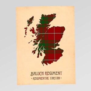 42. Argyll and Sutherland Tartan Print, bordowo-brązowa mapa Szkocji Style #5
