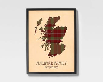 Macbyrd Tartan Print | Maroon & Brown Scottish Family Artwork