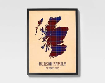 Hudson Tartan Print | Maroon & Purple Scottish Family Artwork