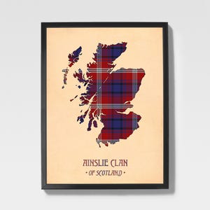 Ainslie Tartan Print | Maroon & Navy Map Art