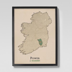 Power of Kilkenny | Clan Power Irish Family Origin Map of Kilkenny, Ireland