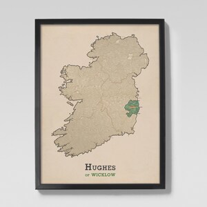 Hughes of Wicklow | Clan Hughes Irish Family Map of Wicklow, Ireland