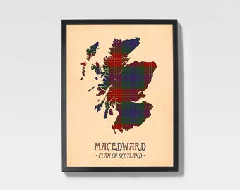 Macedward Tartan Print | Maroon & Red Scottish Family Artwork