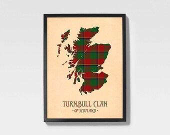 Clan Turnbull-ruitprint | Rode en kastanjebruine Schotse kaartkunst