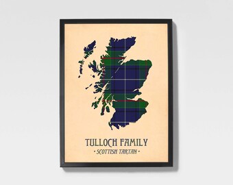 Tulloch Tartan Print | Navy & Green Scottish Family Artwork