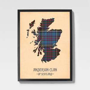 Estampado de tartán del clan Anderson / Mapa escocés en tonos granate y gris