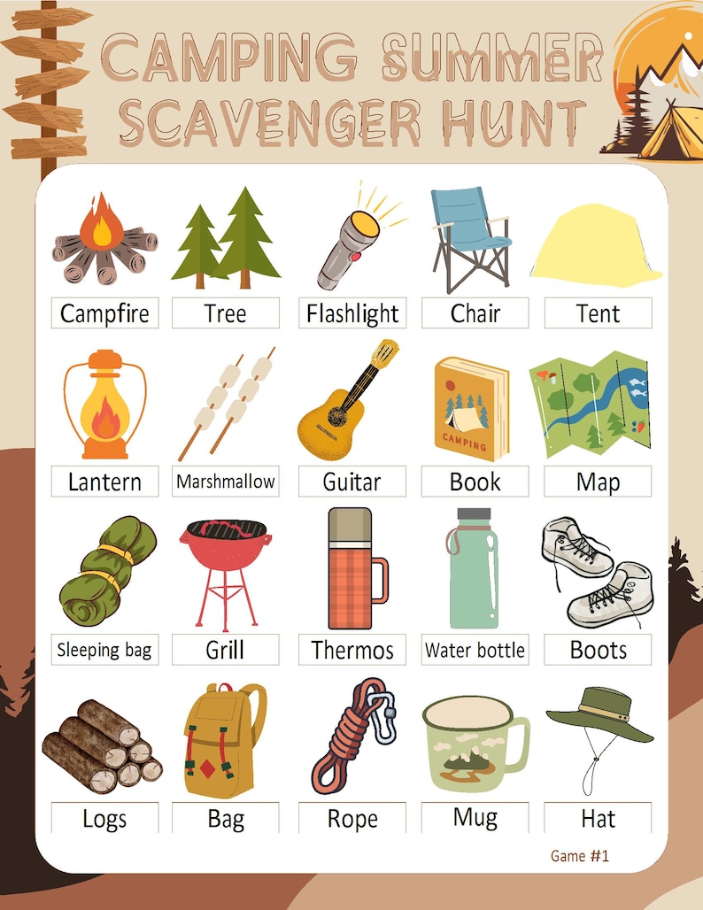 Kids Summer Camp Scavenger Hunt: Printable Outdoor Activity Game for ...