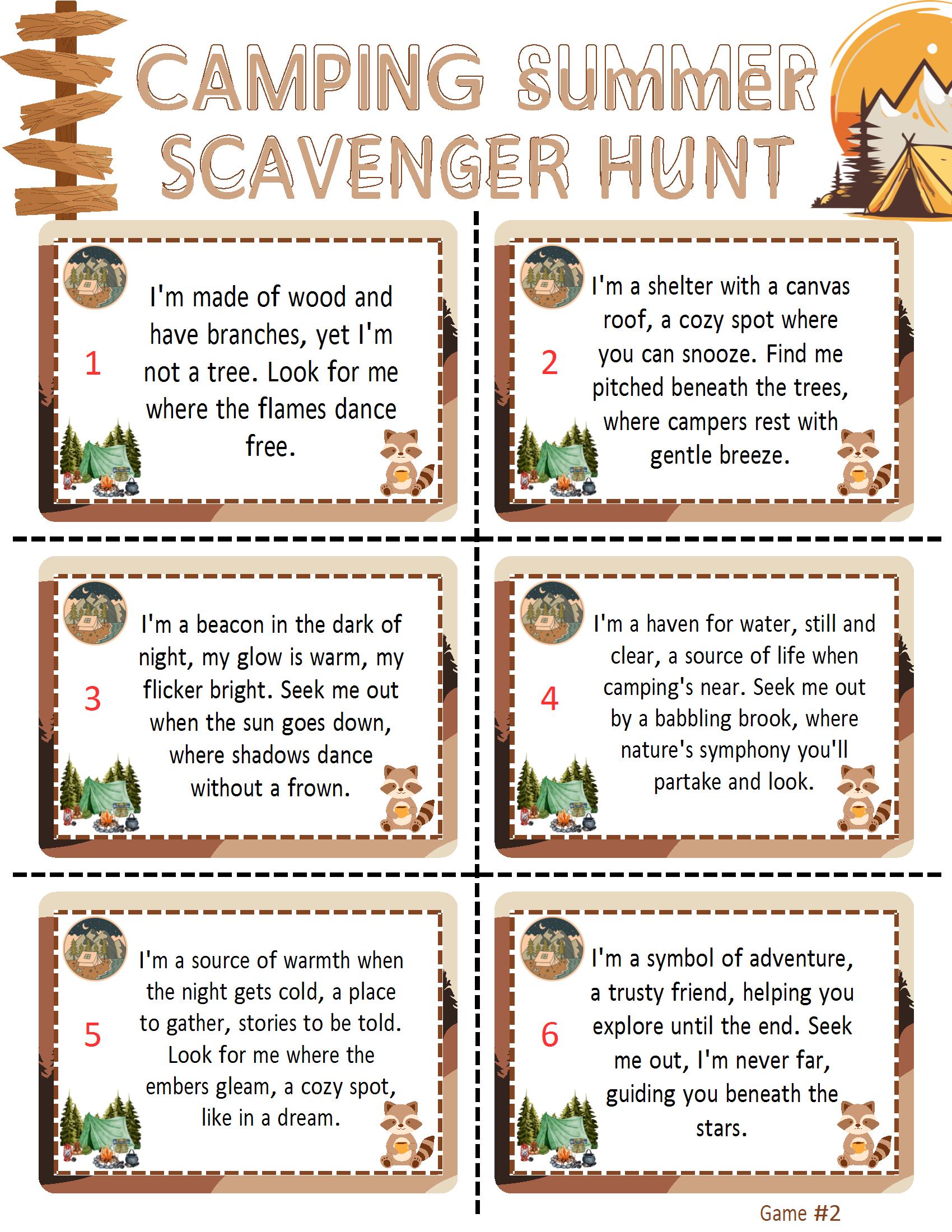 Kids Summer Camp Scavenger Hunt: Printable Outdoor Activity Game for ...