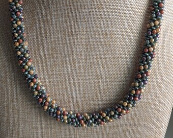 Colors of Fall Kumihimo Beaded Necklace
