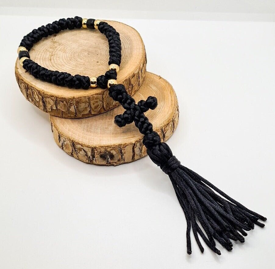 Handmade Prayer Rope, Komboskini bracelet 33 knot w Cross, Greek Orthodox  Bracelet Chotki Brojanica blessed from Mount Athos, religious gift
