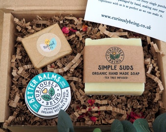 Vegan Spa Gift Box: Organic Soap, Lip Balm & Face Wash